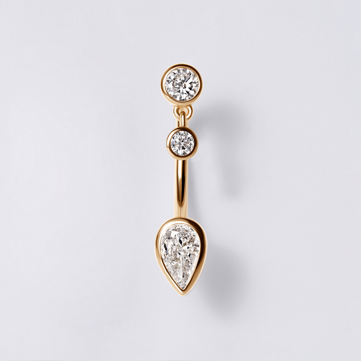 Round & Pear Diamond Bezel Set Barbell Jacket Earrings
