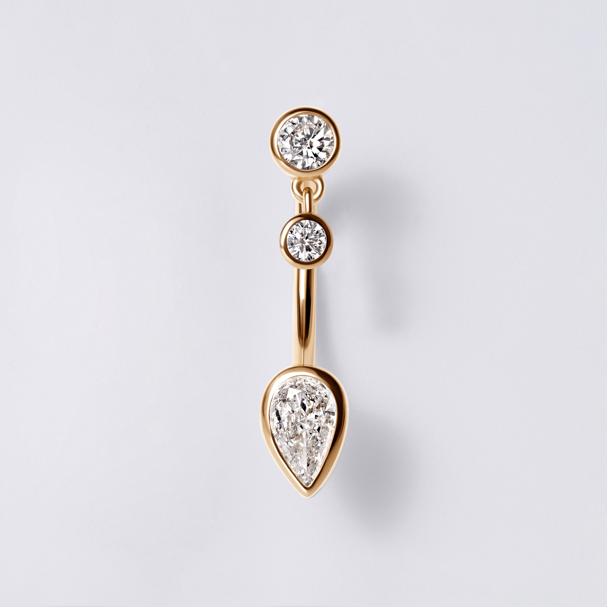 Round & Pear Diamond Bezel Set Barbell Jacket Earrings