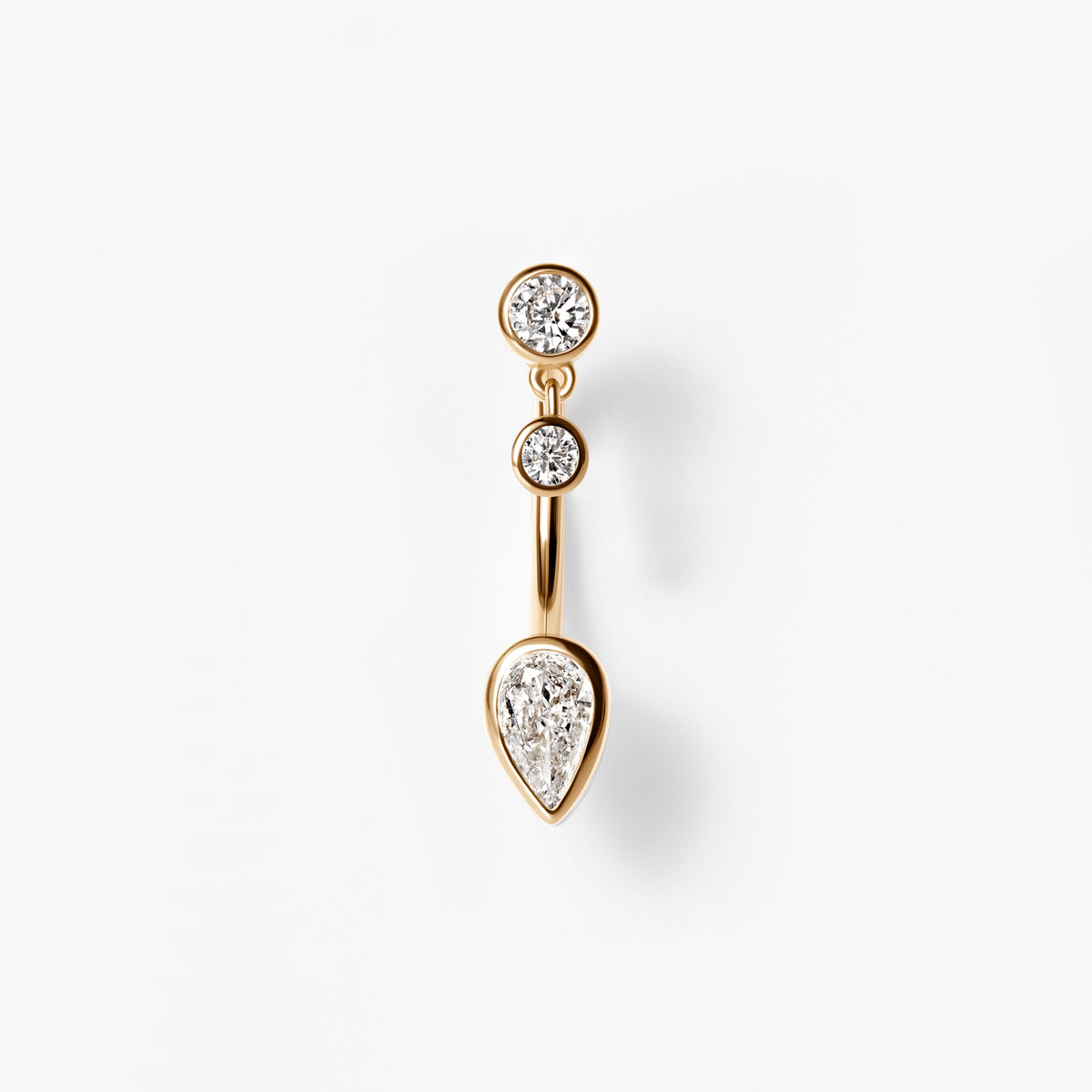 Round & Pear Diamond Bezel Set Barbell Jacket Earrings