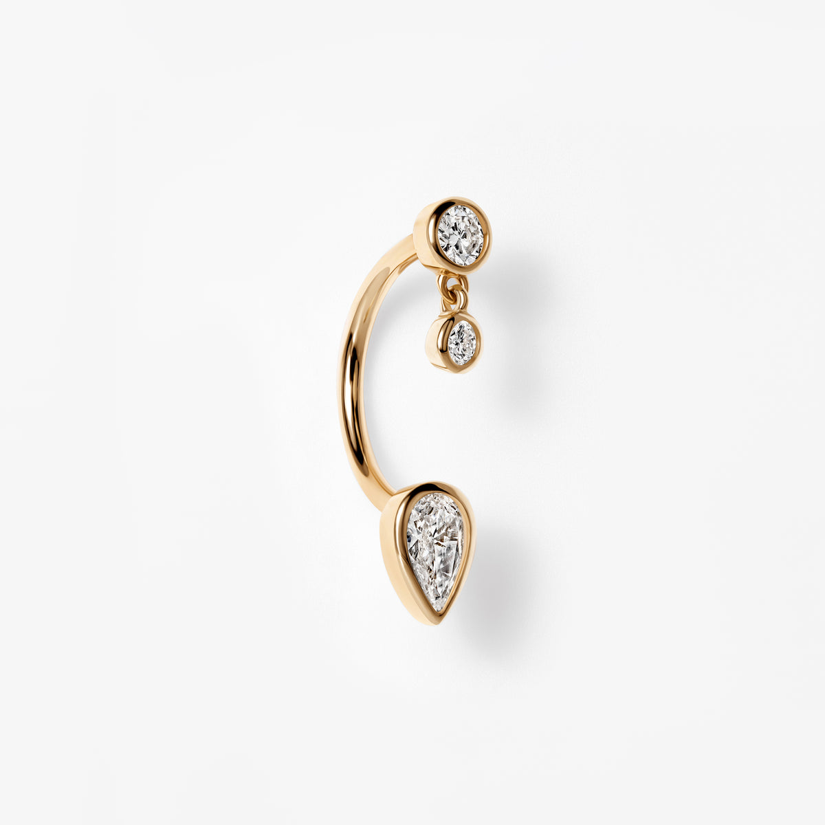 Round & Pear Diamond Bezel Set Barbell Jacket Earrings
