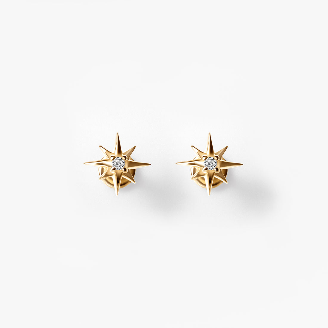 Diamond Starburst Flatback Stud Earrings