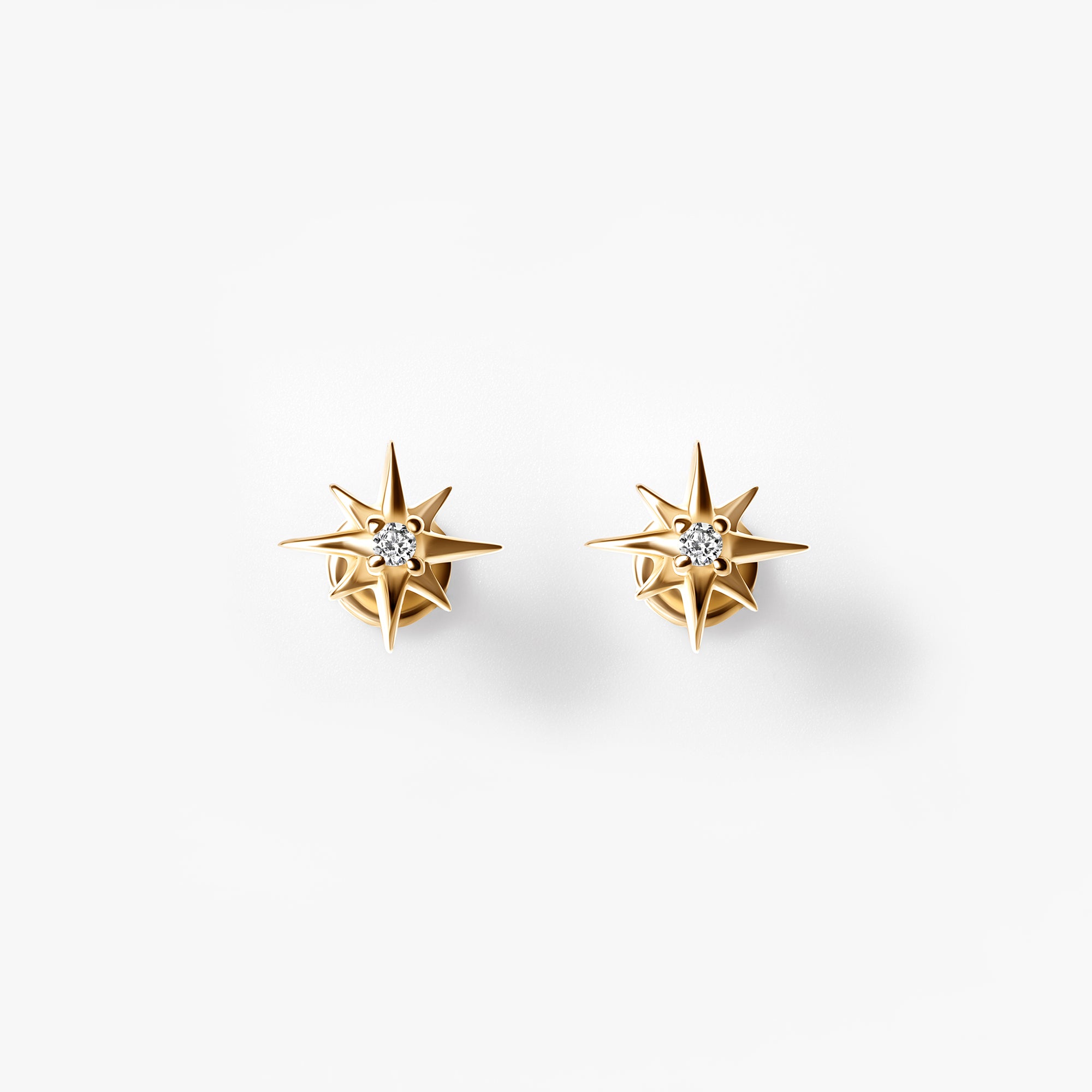 Round Diamond Starburst Stud Earrings