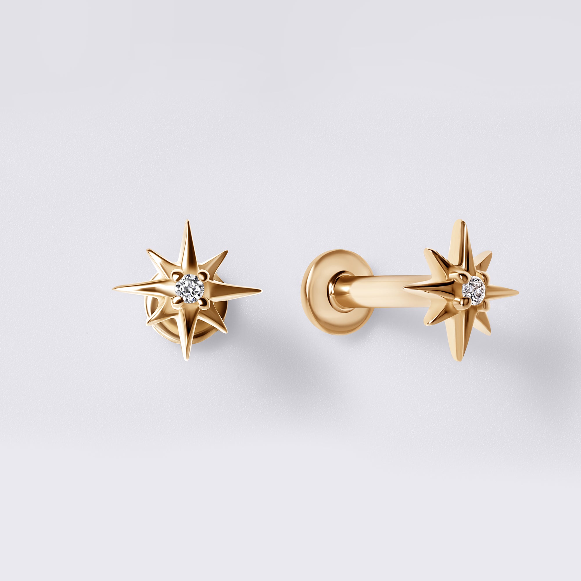 Round Diamond Starburst Stud Earrings