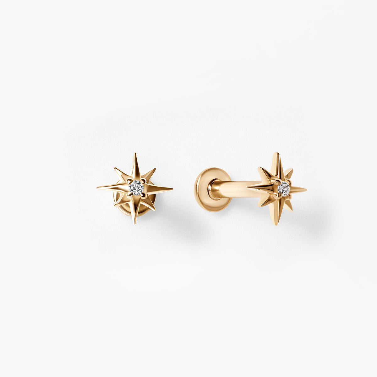 Round Diamond Starburst Stud Earrings