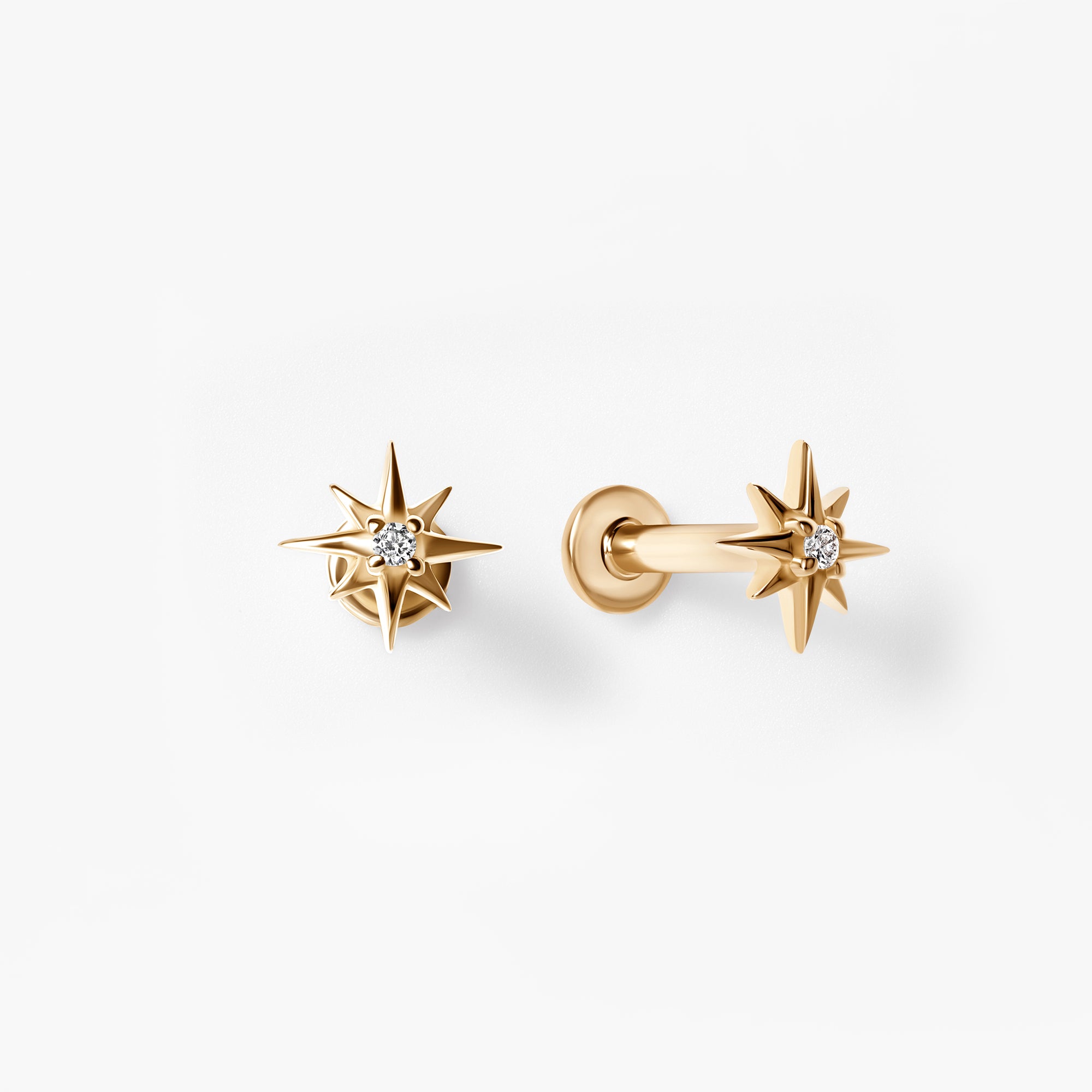 Round Diamond Starburst Stud Earrings