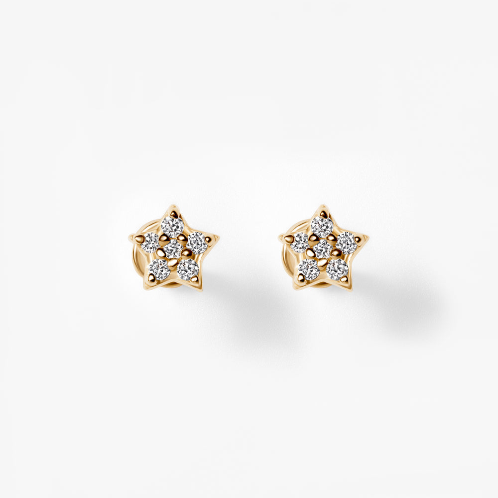 Diamond Star Cluster Flatback Stud Earrings