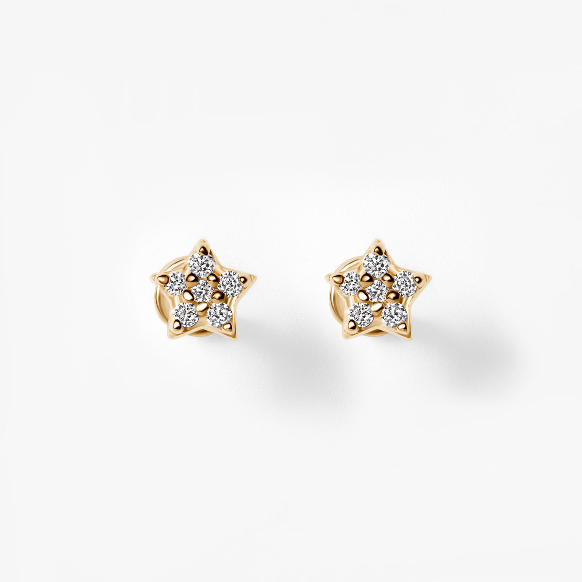 Round Diamond Star Cluster Stud Earrings