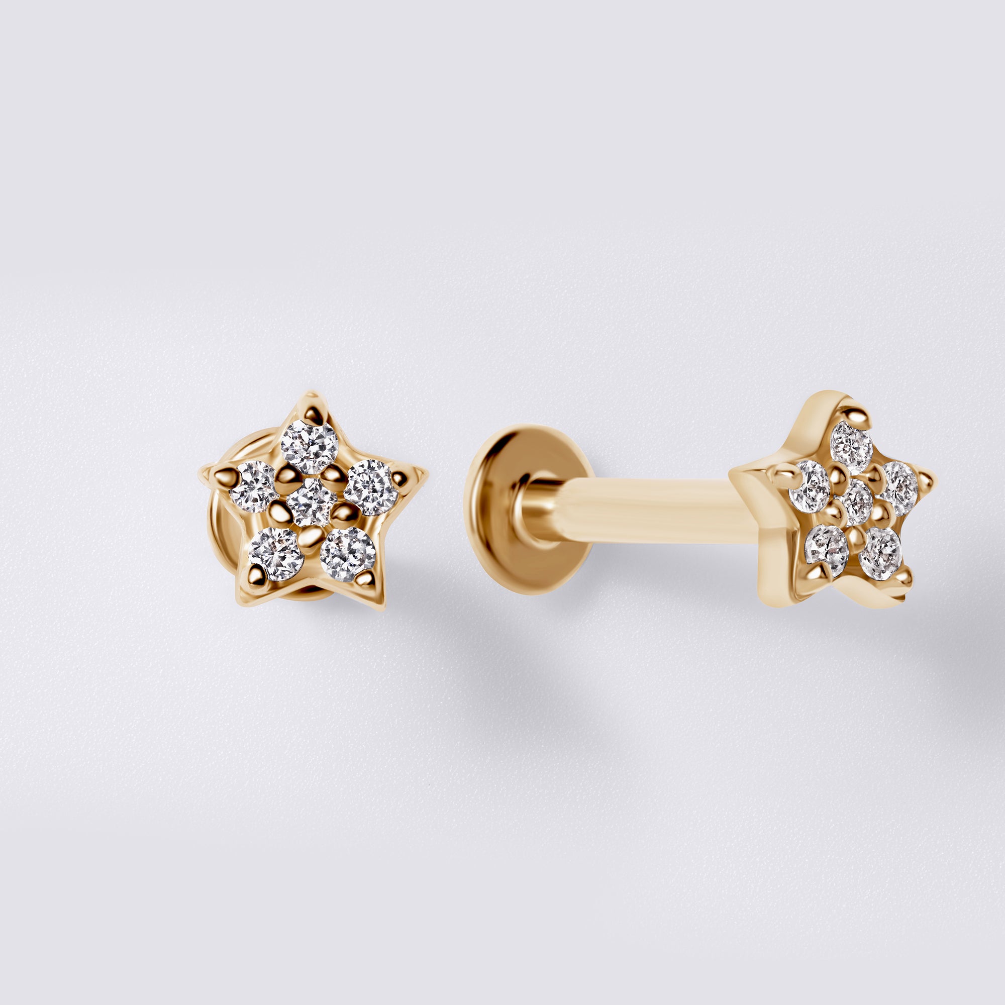 Round Diamond Star Cluster Stud Earrings