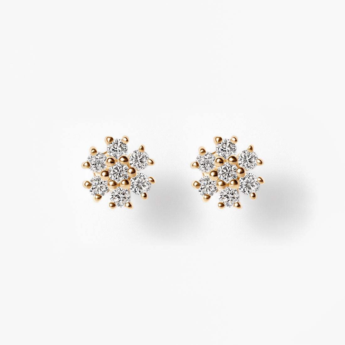 Diamond Flower Cluster Flatback Stud Earrings