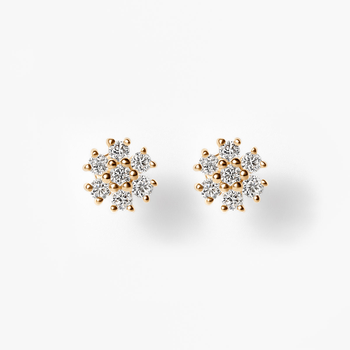Round Diamond Cluster Flower Stud Earrings