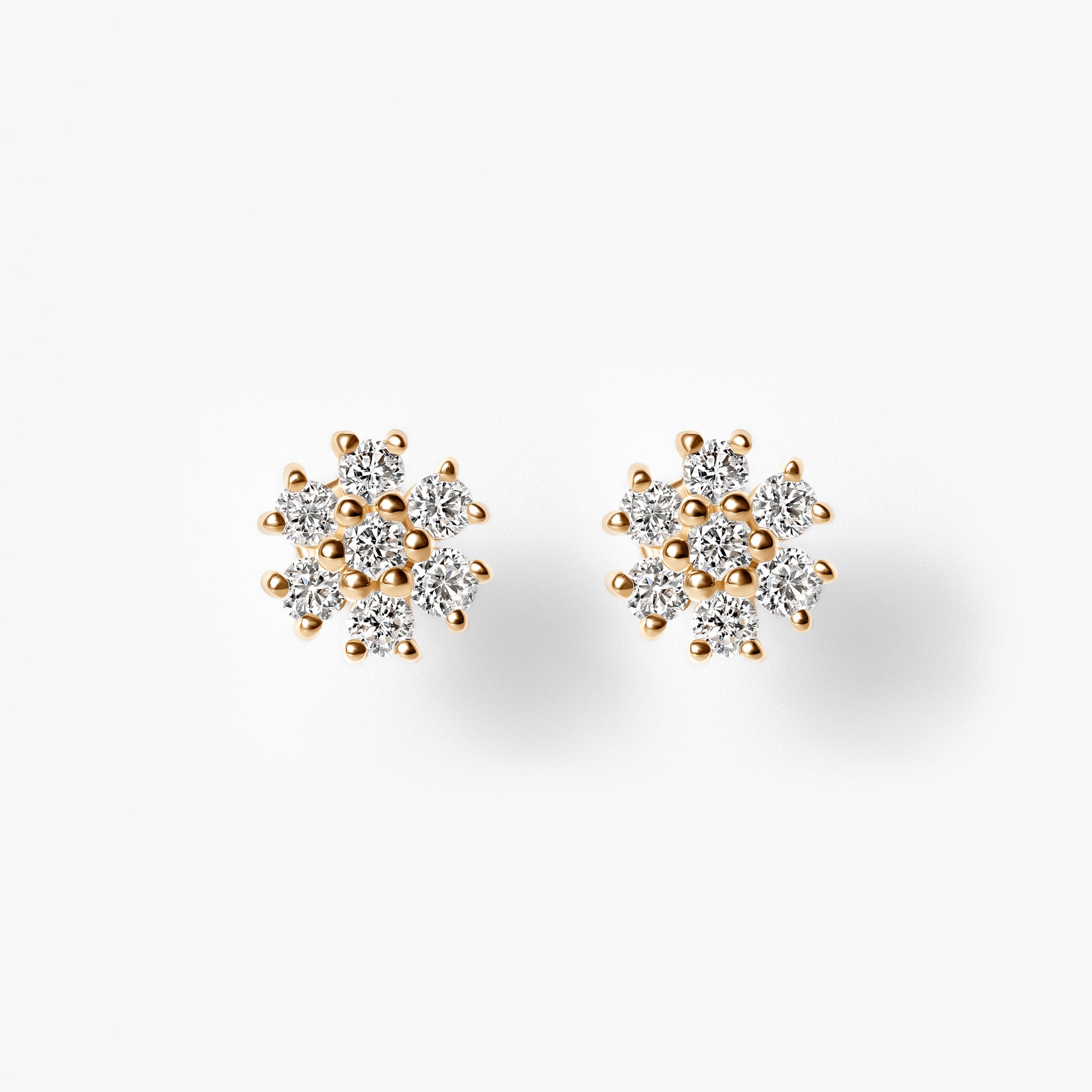 Round Diamond Cluster Flower Stud Earrings