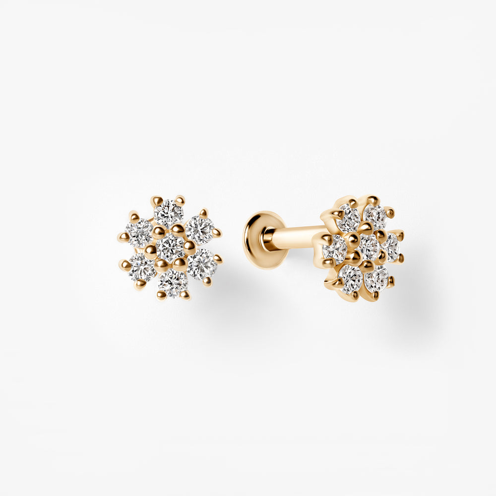 Diamond Flower Cluster Flatback Stud Earrings