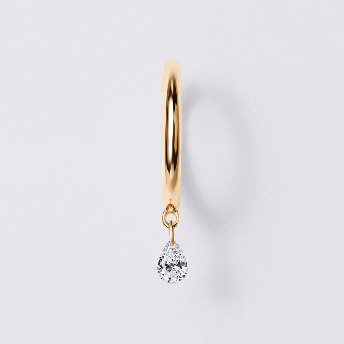 Pear Diamond Drilled Drop Huggie Earrings