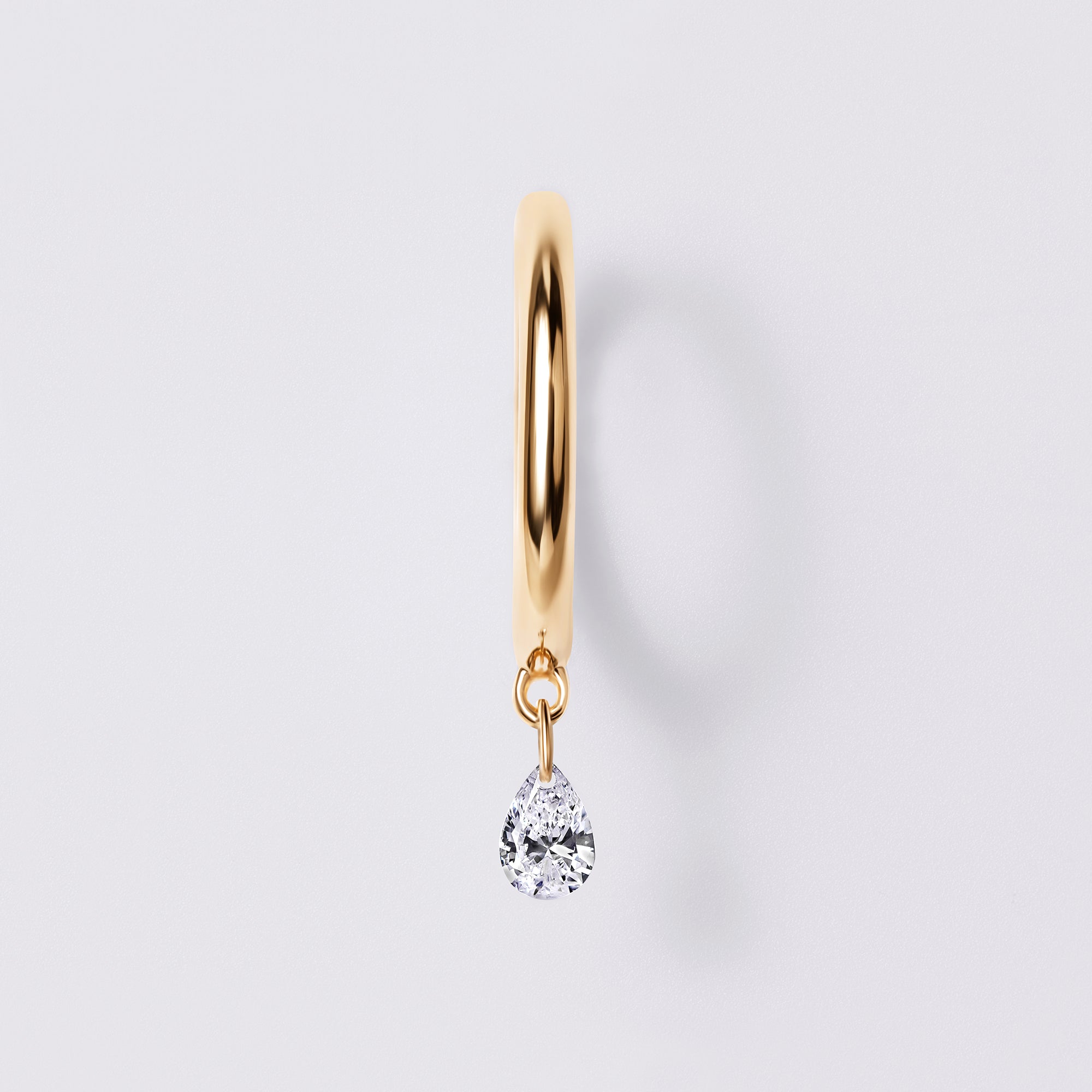 Pear Diamond Drilled Drop Huggie Earrings