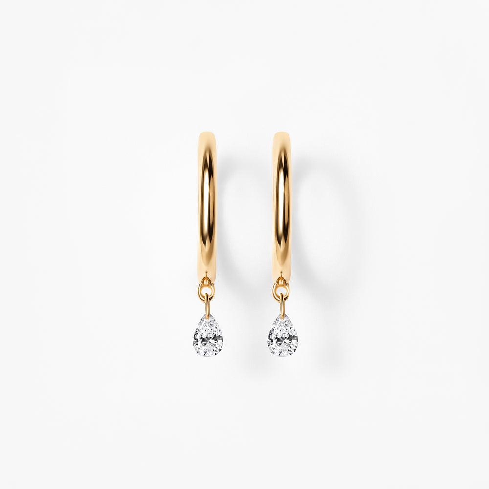 Pear Pierced Diamond Huggie Earrings