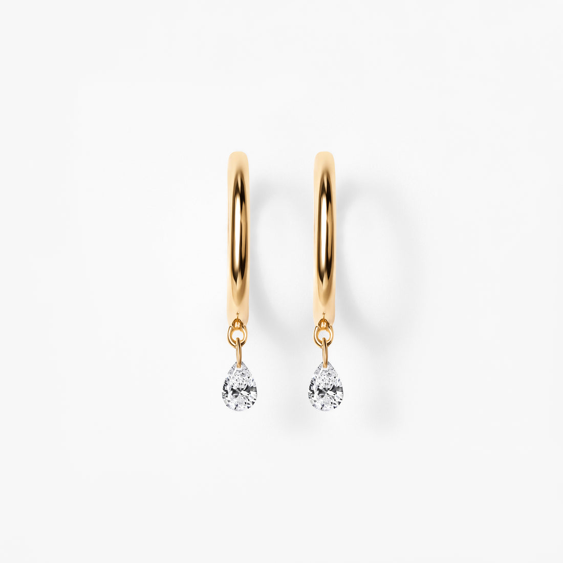 Pear Pierced Diamond Huggie Earrings