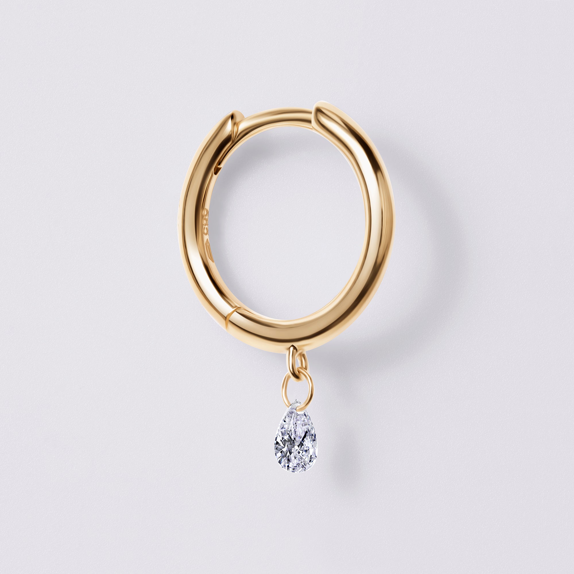 Pear Diamond Drilled Drop Huggie Earrings