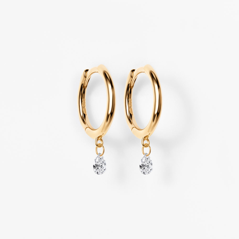 Pear Pierced Diamond Huggie Earrings