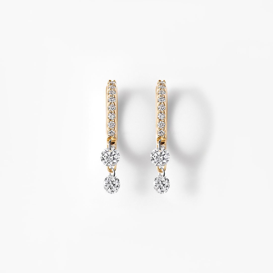 Round Pierced Diamond and Pavé Huggie Earrings