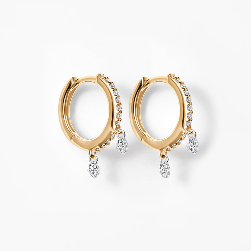 Round Pierced Diamond and Pavé Huggie Earrings