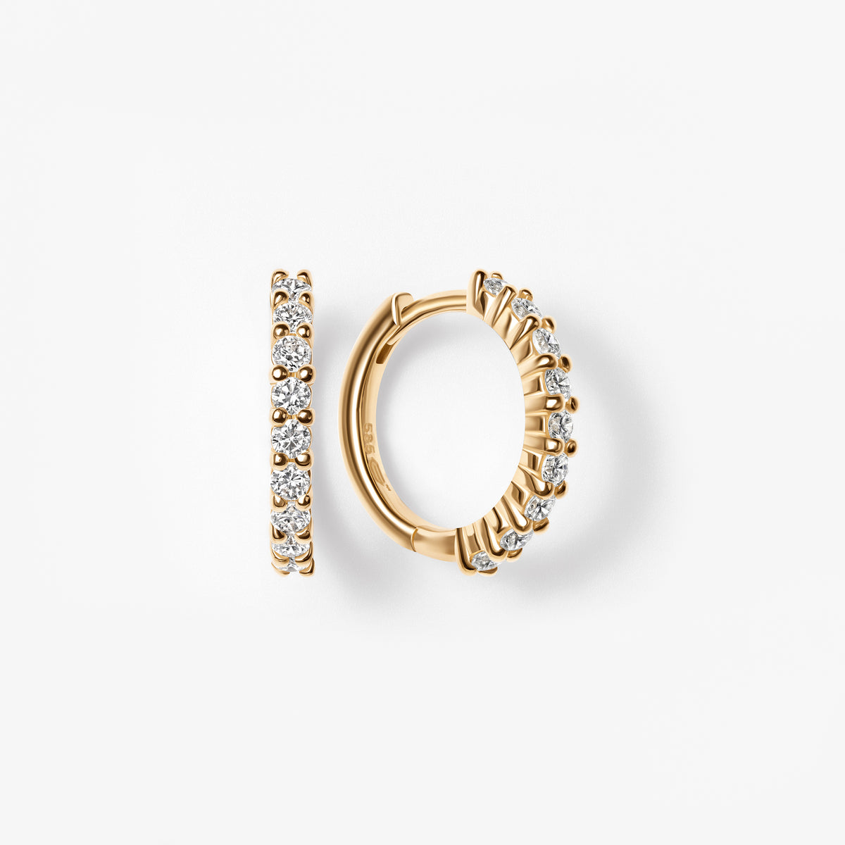 Round Diamond Pavé Huggie Earrings