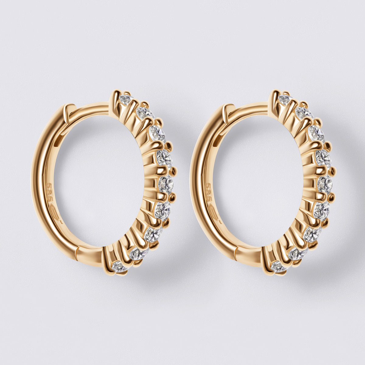 Round Diamond Pavé Huggie Earrings