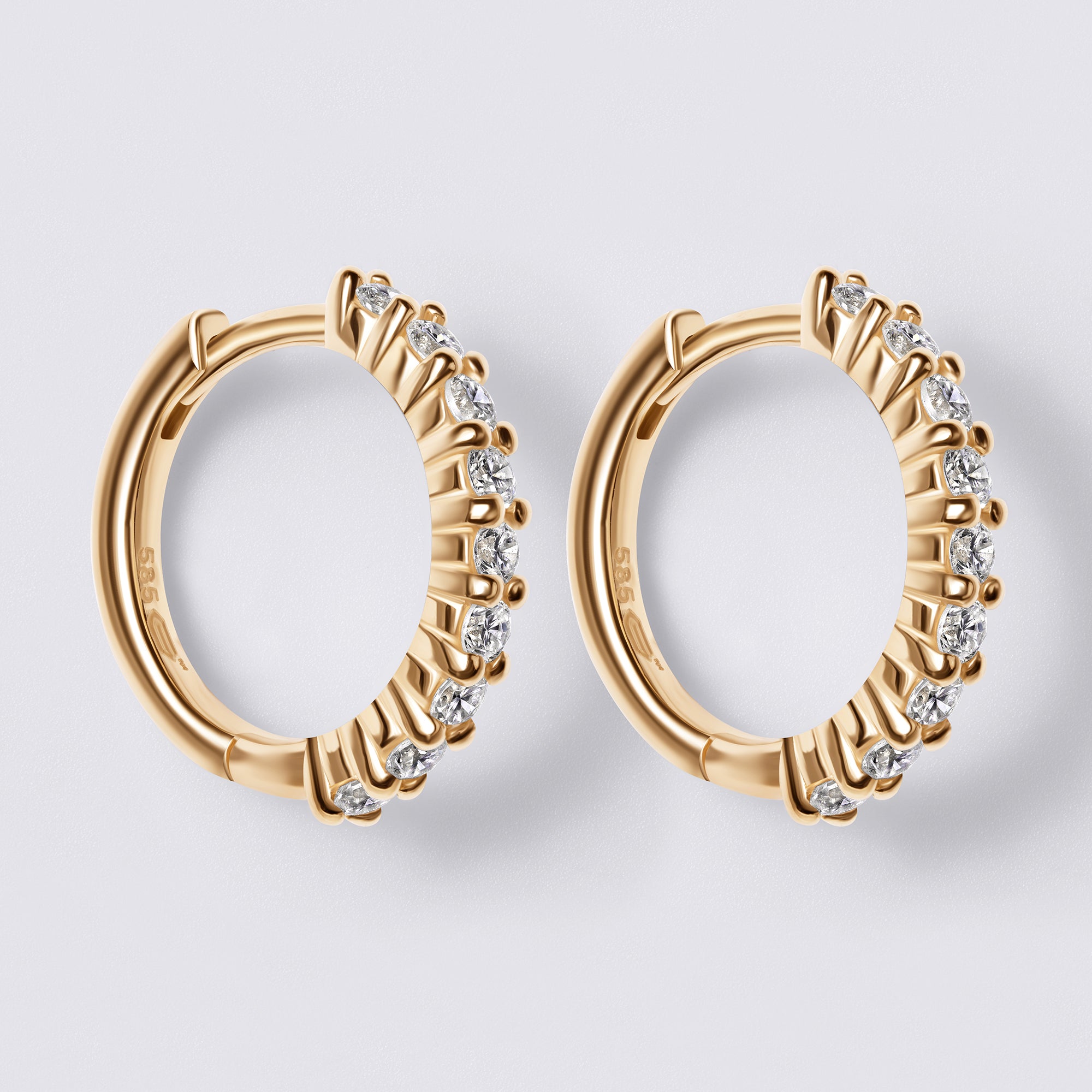 Round Diamond Pavé Huggie Earrings