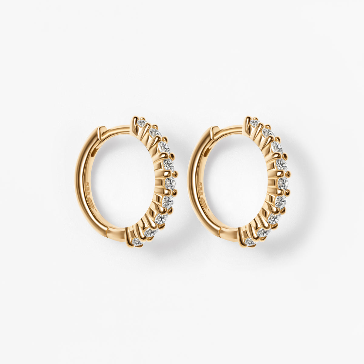 Round Diamond Pavé Huggie Earrings
