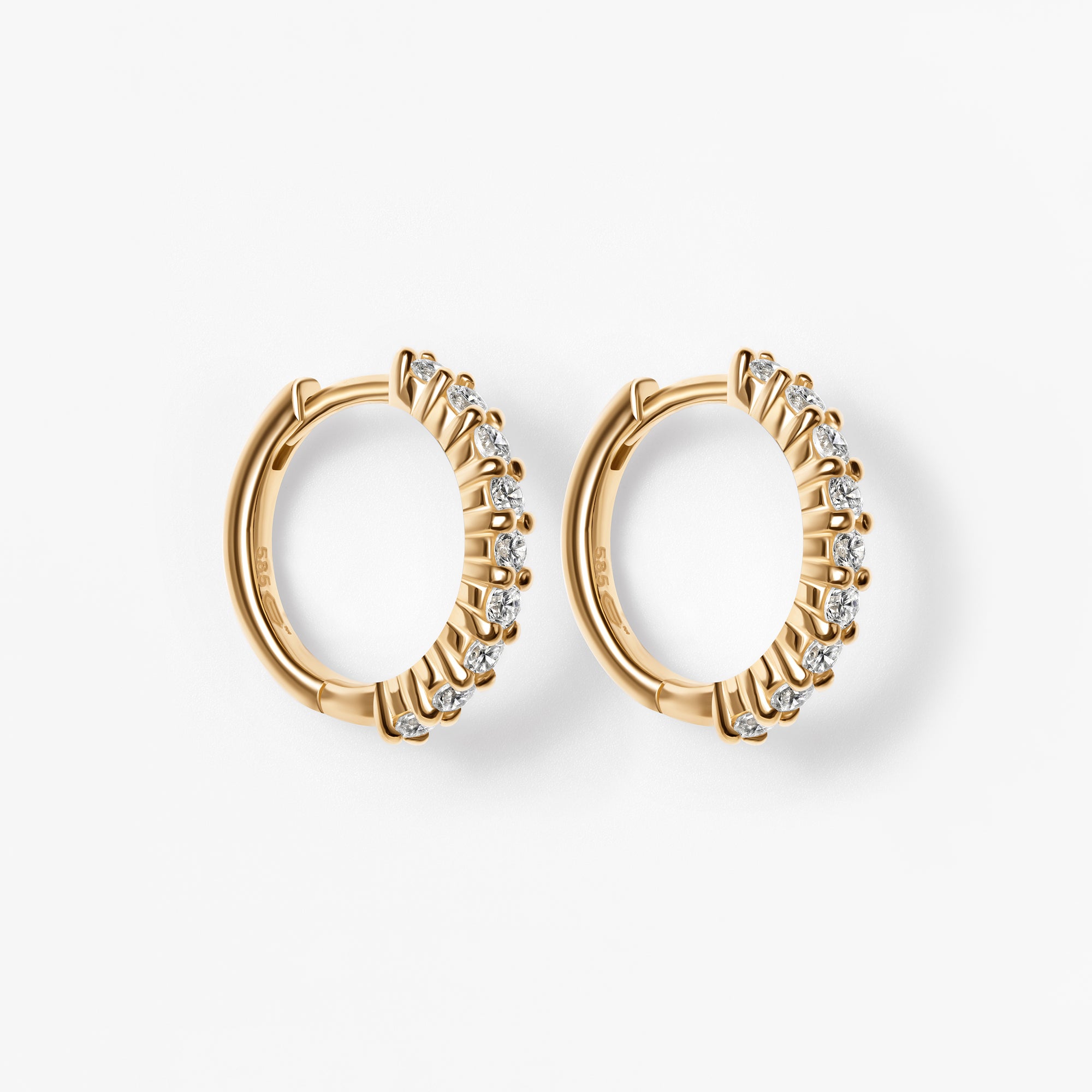 Round Diamond Pavé Huggie Earrings