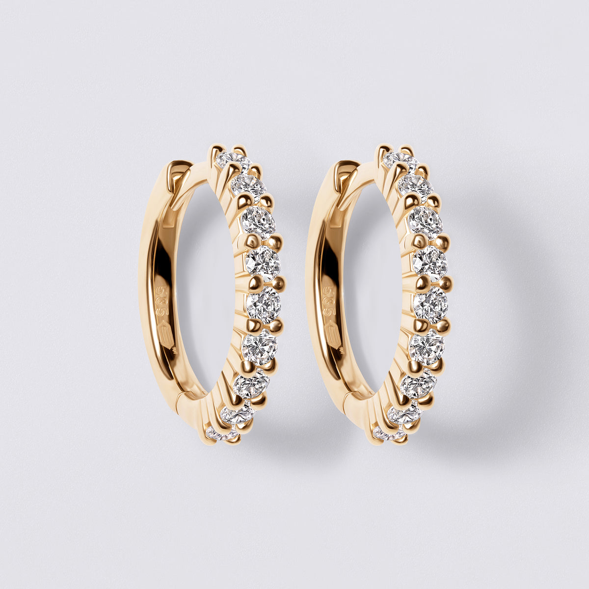 Round Diamond Pavé Huggie Earrings