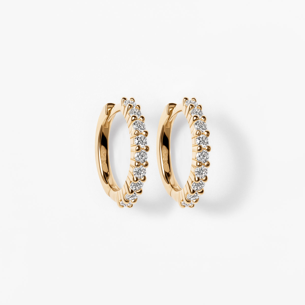 Round Diamond Pavé Huggie Earrings