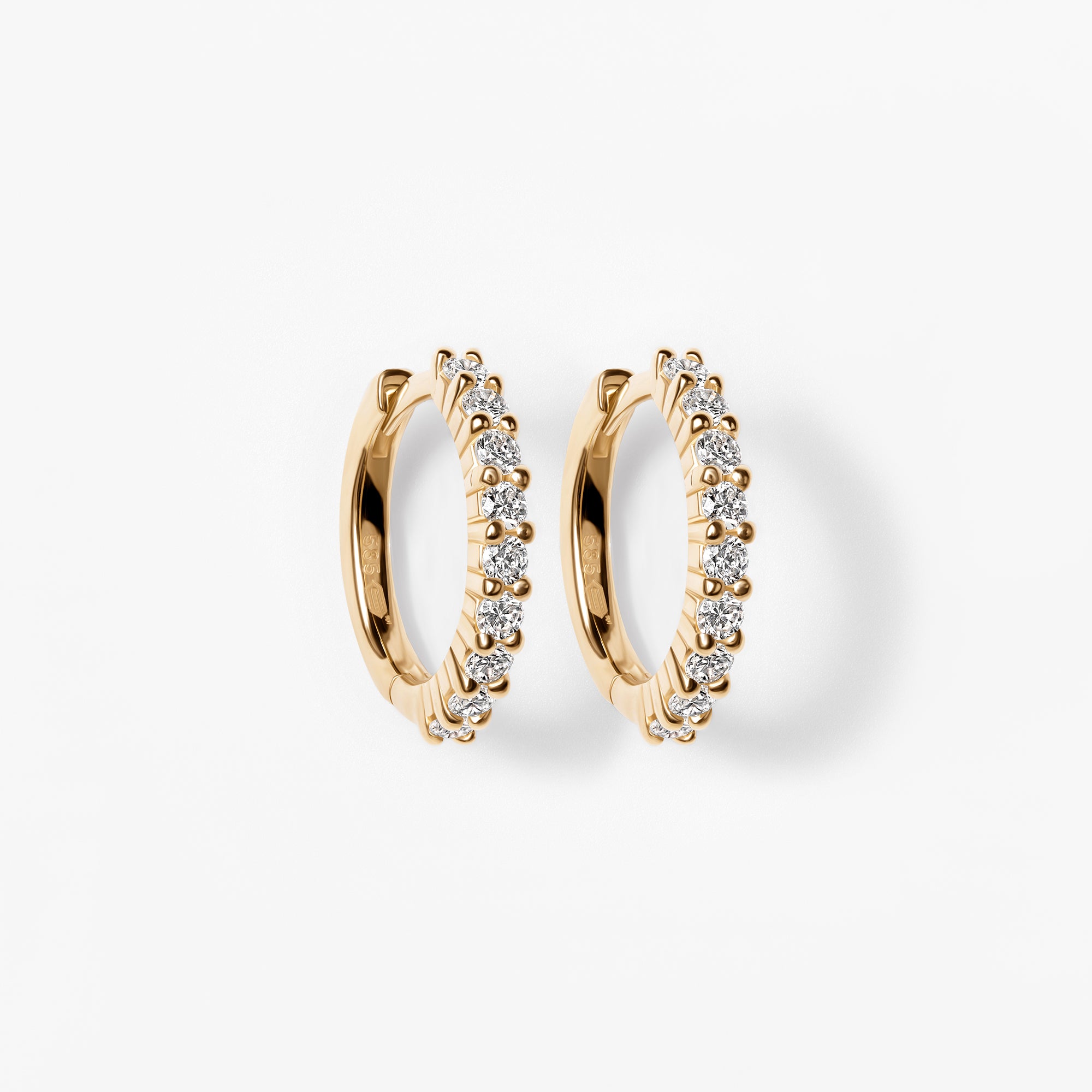 Round Diamond Pavé Huggie Earrings