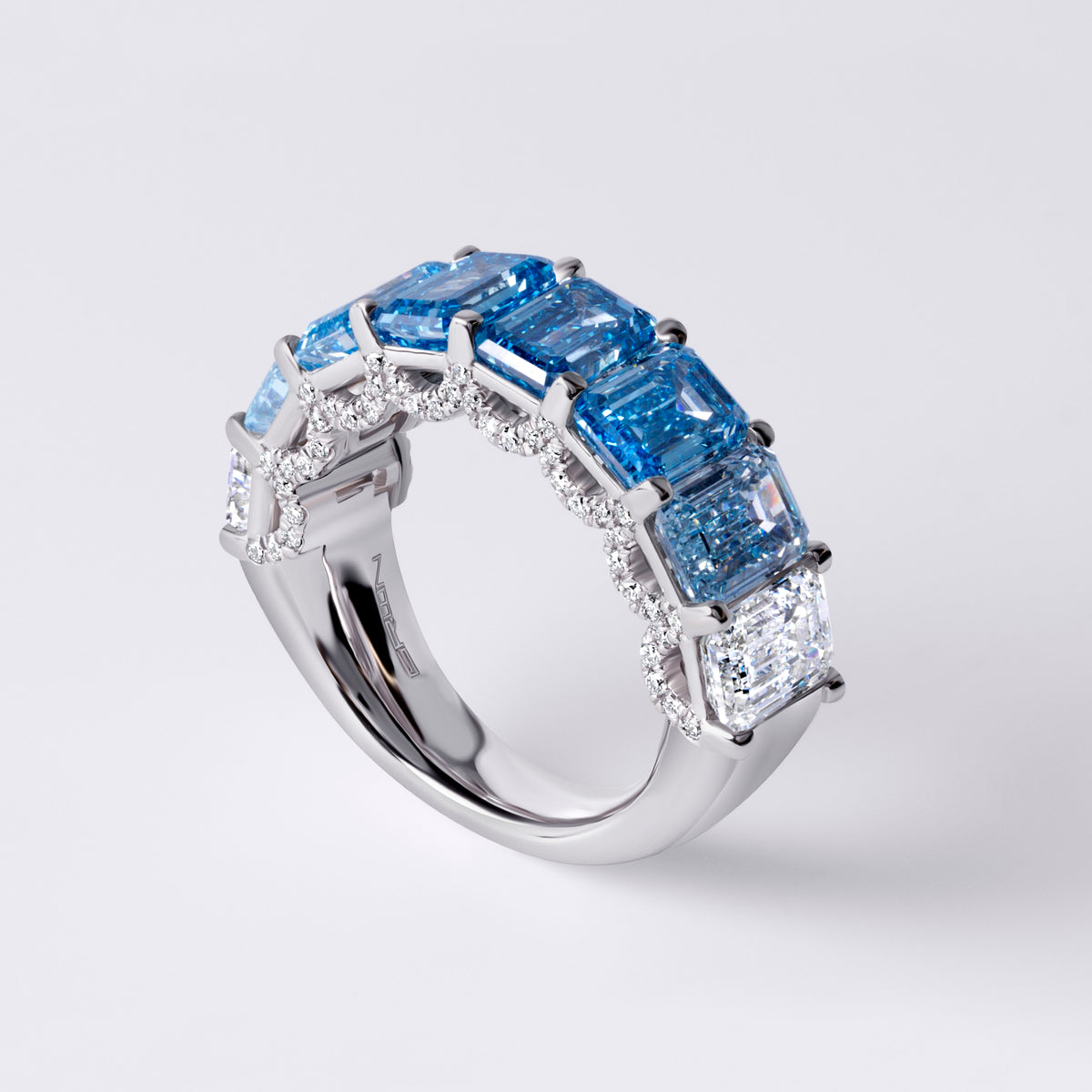 Ombré Blue Lab Diamond Half Anniversary Band