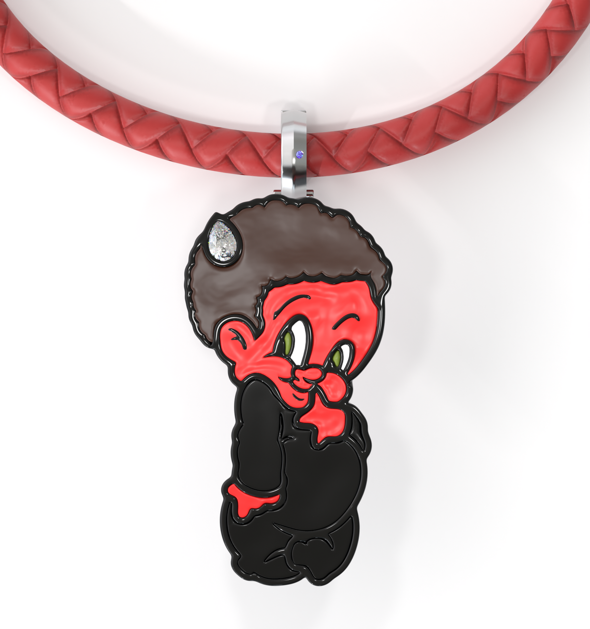 Lil Lenox Enamel Charm with GRWN Diamond a Red Cord Bracelet