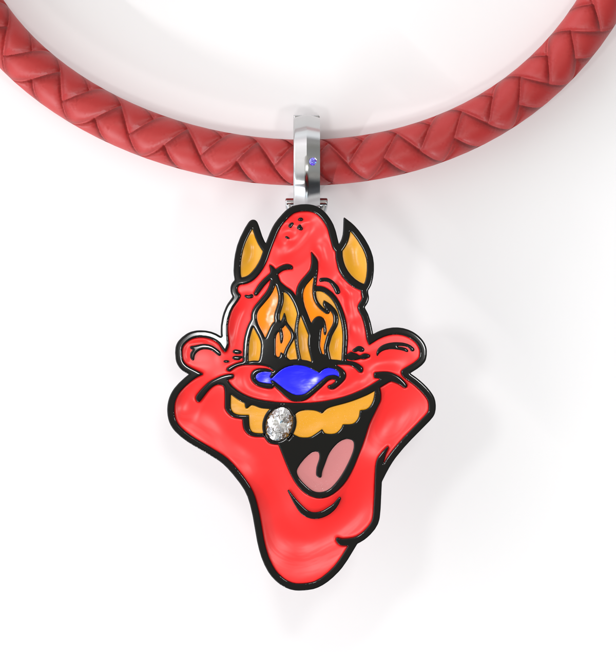 Skip Enamel Charm with GRWN Diamond on a Red Cord Bracelet