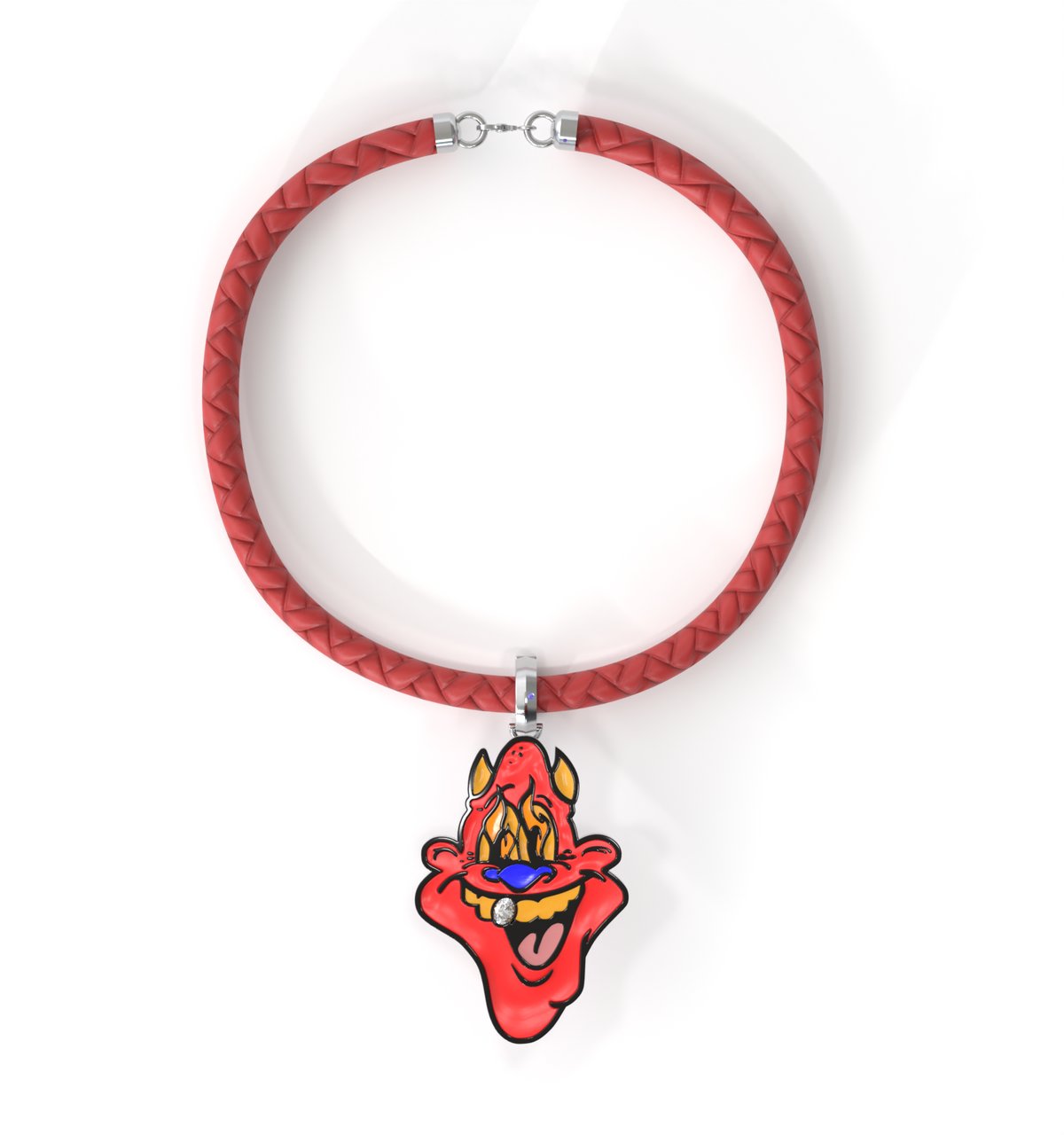 Skip Enamel Charm with GRWN Diamond on a Red Cord Bracelet