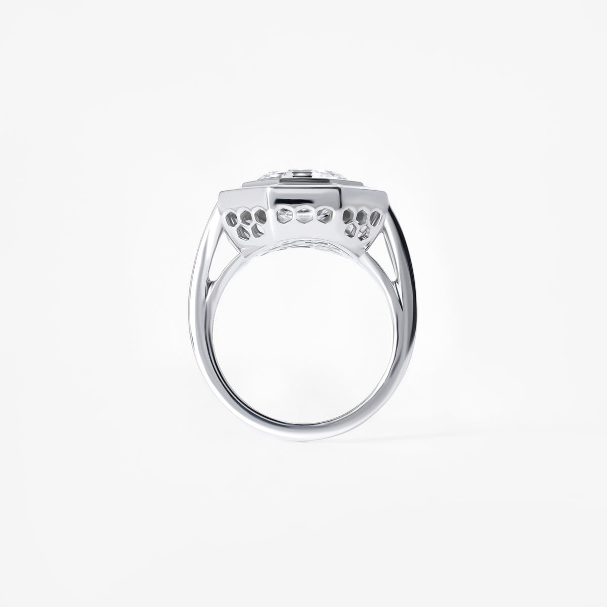 Octagon and Baguette Diamond Halo Ring