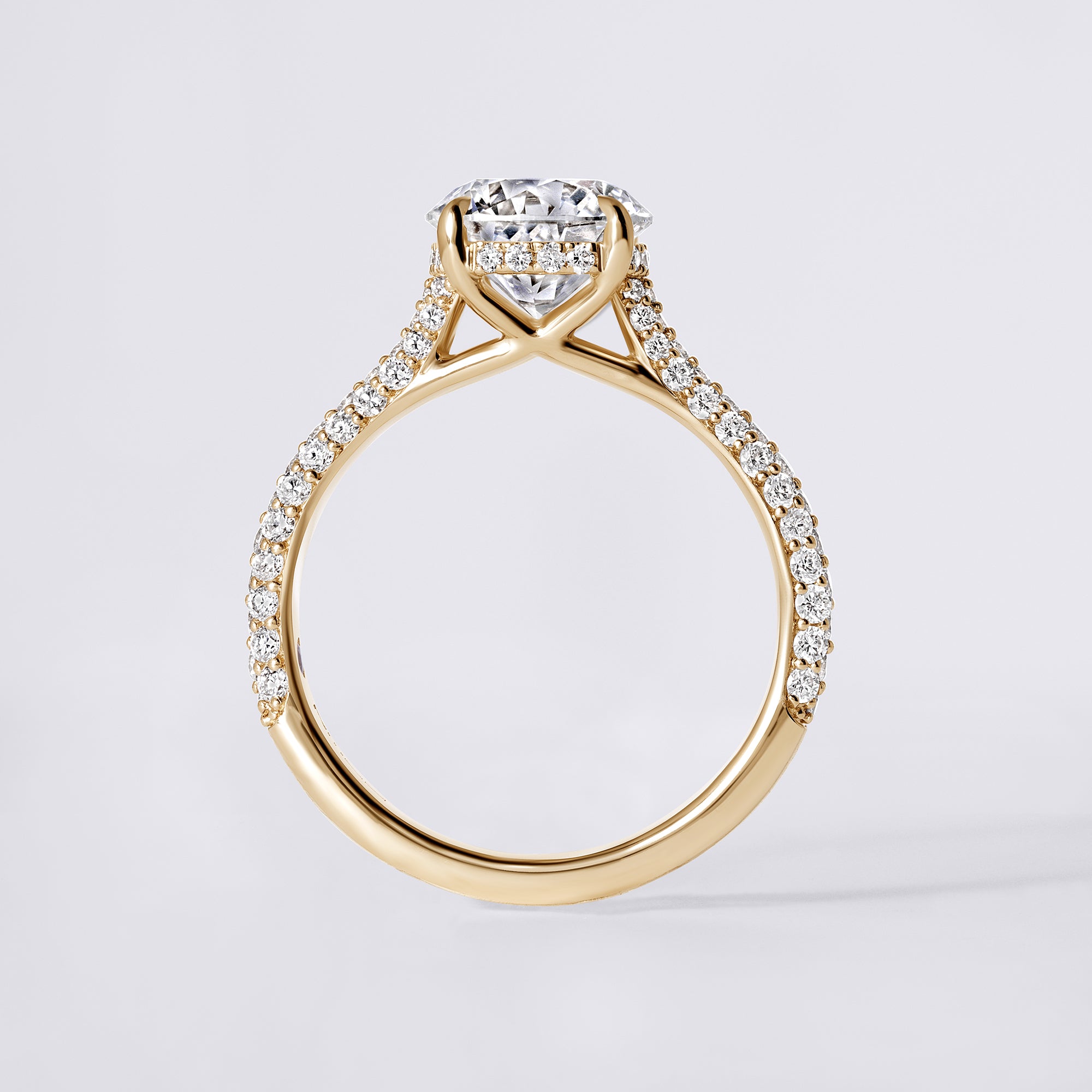 Luna 2.04 CTW Round Diamond Triple Row Pavé Hidden Halo Engagement Ring