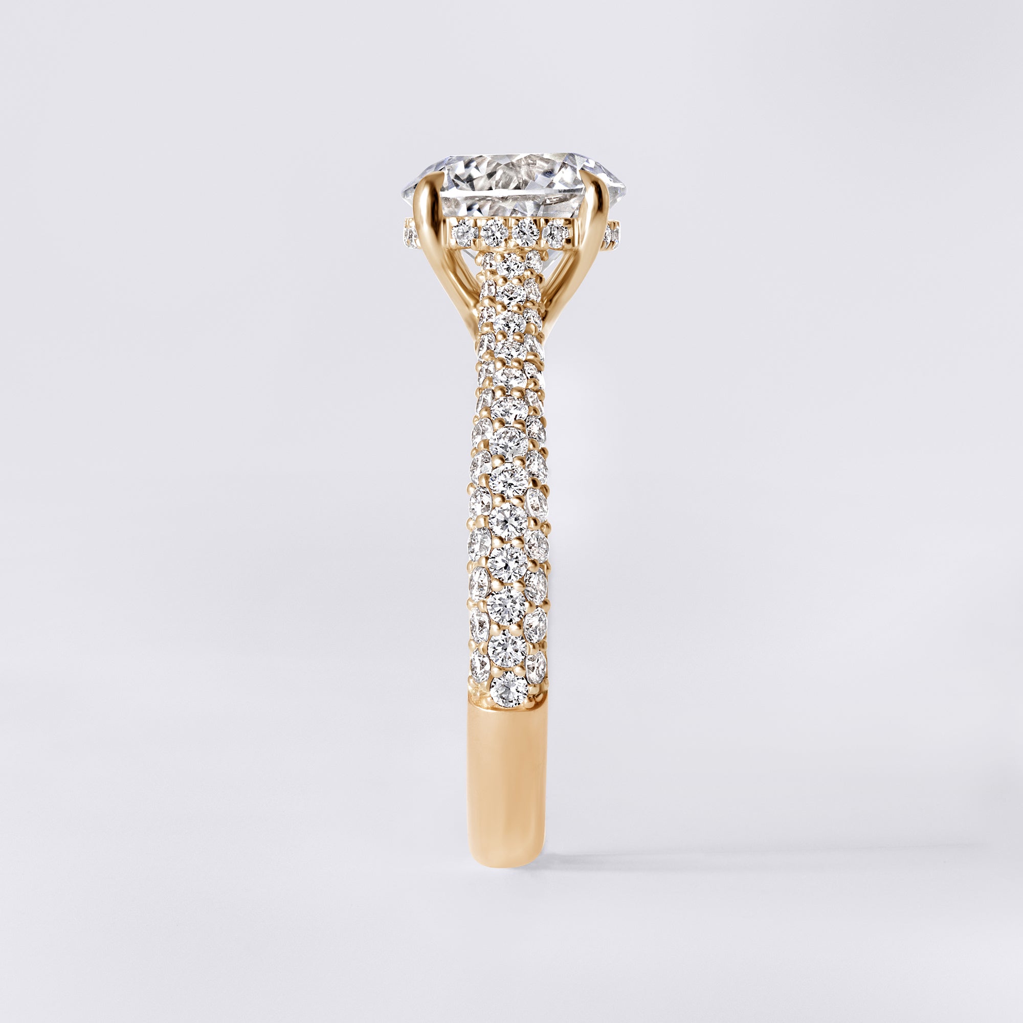Luna 2.04 CTW Round Diamond Triple Row Pavé Hidden Halo Engagement Ring