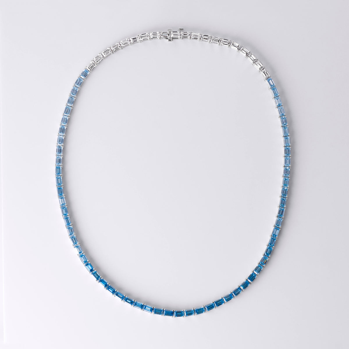 Ombré Blue Lab Diamond Tennis Necklace