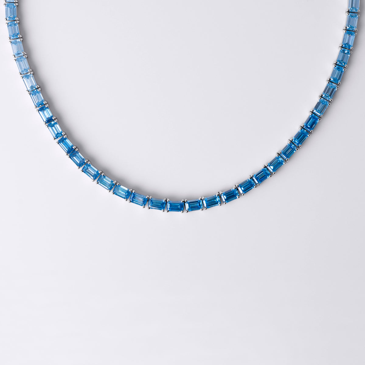Ombré Blue Lab Diamond Tennis Necklace