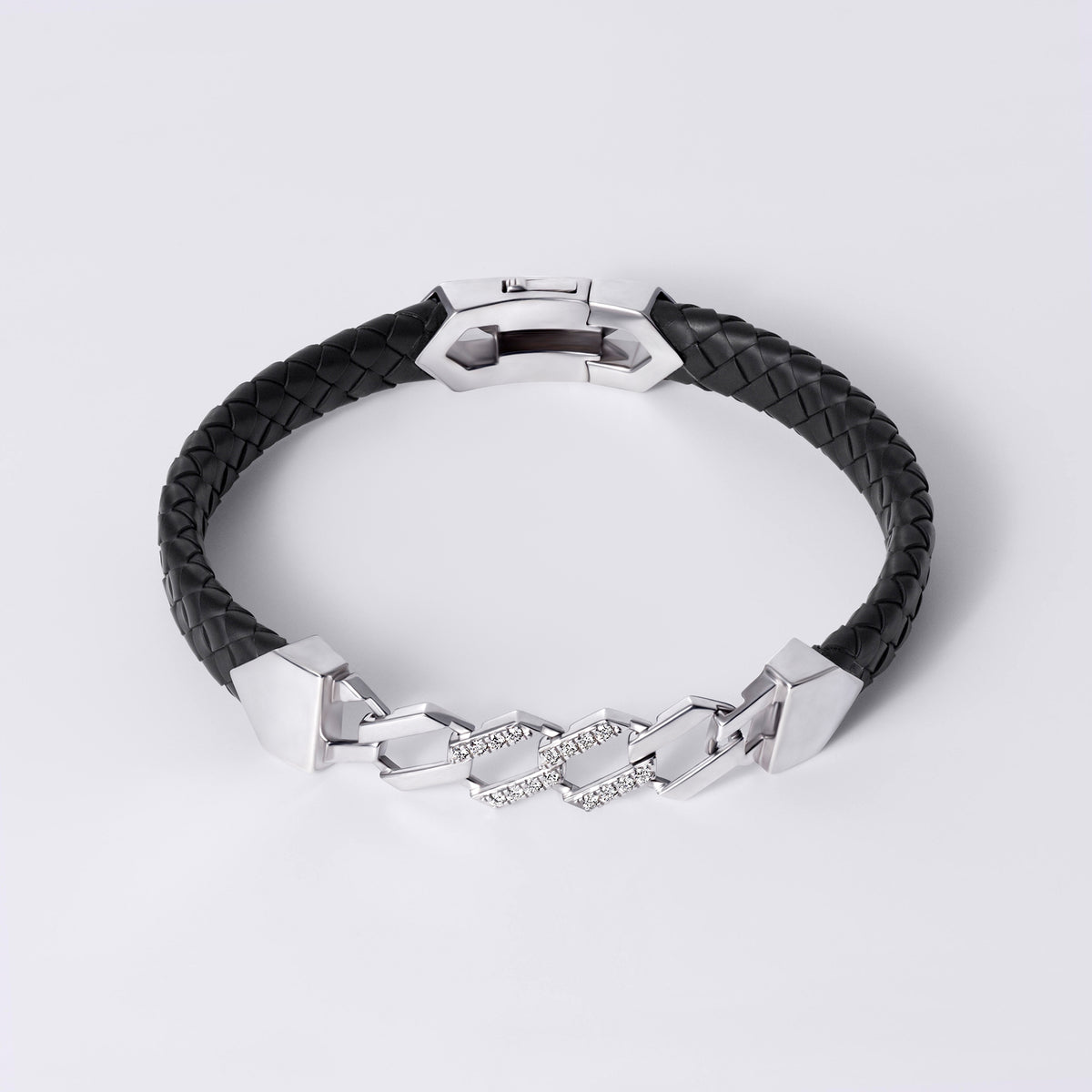 Meridian Black Rubber Half Pavé Link Bracelet