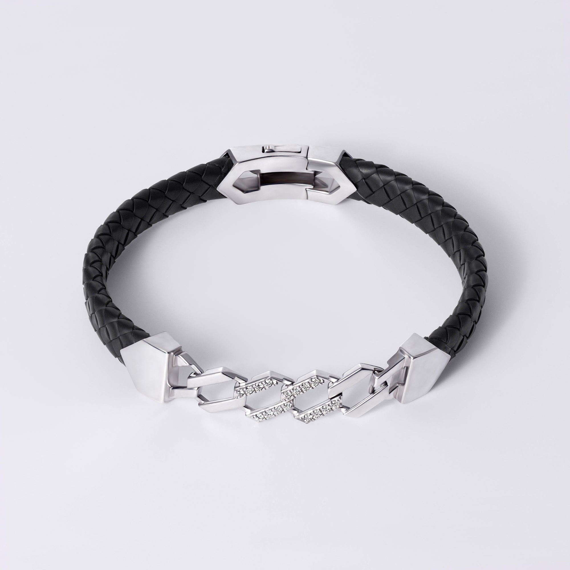 Meridian Black Rubber Half Pavé Link Bracelet