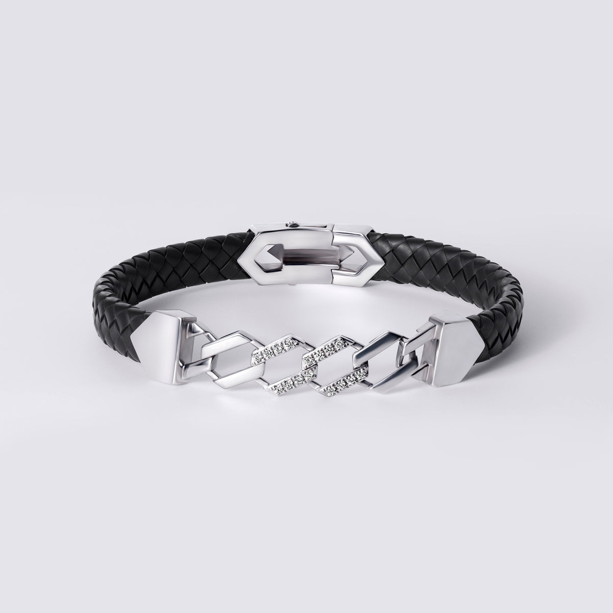 Meridian Black Rubber Half Pavé Link Bracelet
