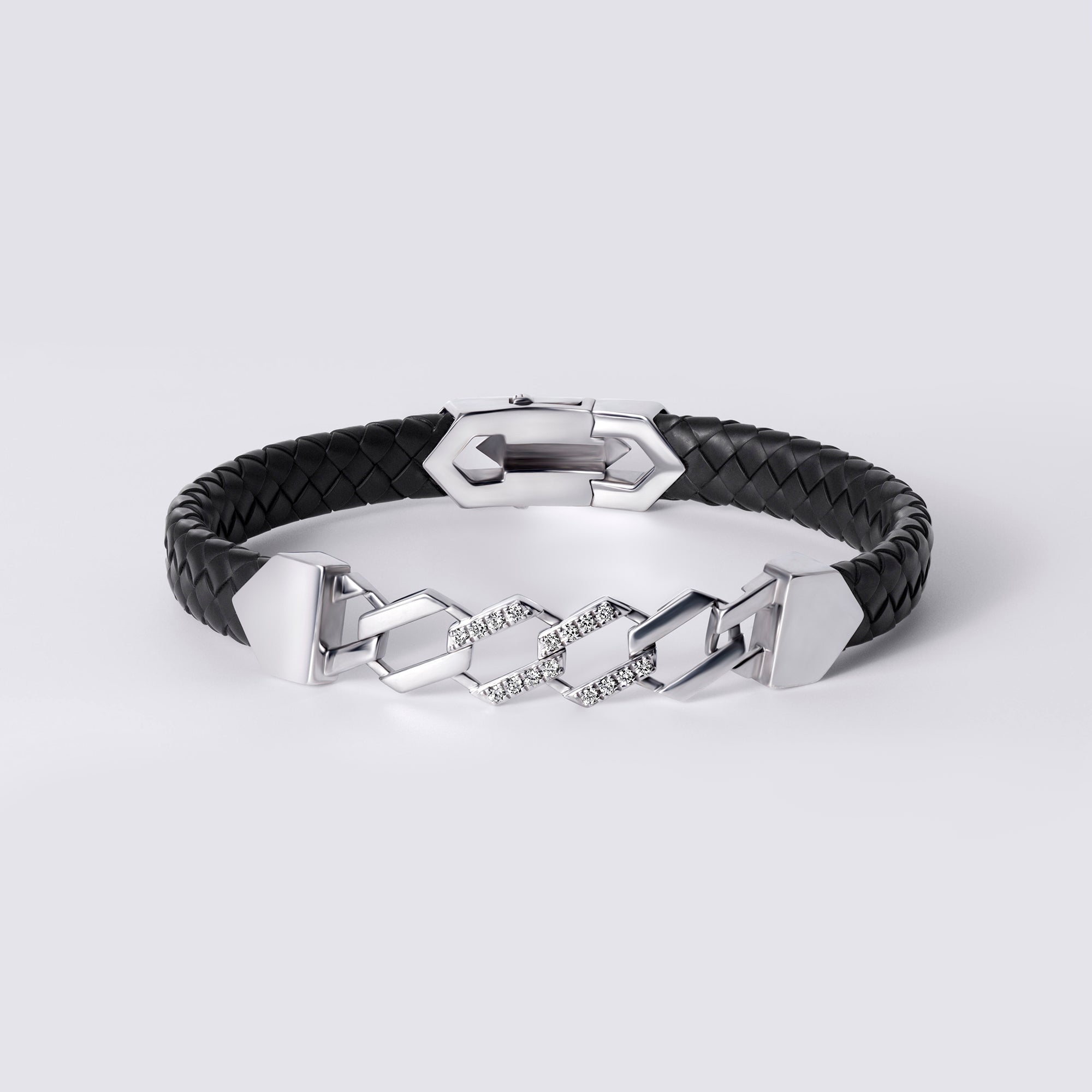 Meridian Black Rubber Half Pavé Link Bracelet