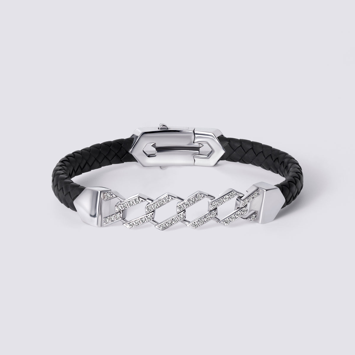 Meridian Black Rubber Full Pavé Link Bracelet