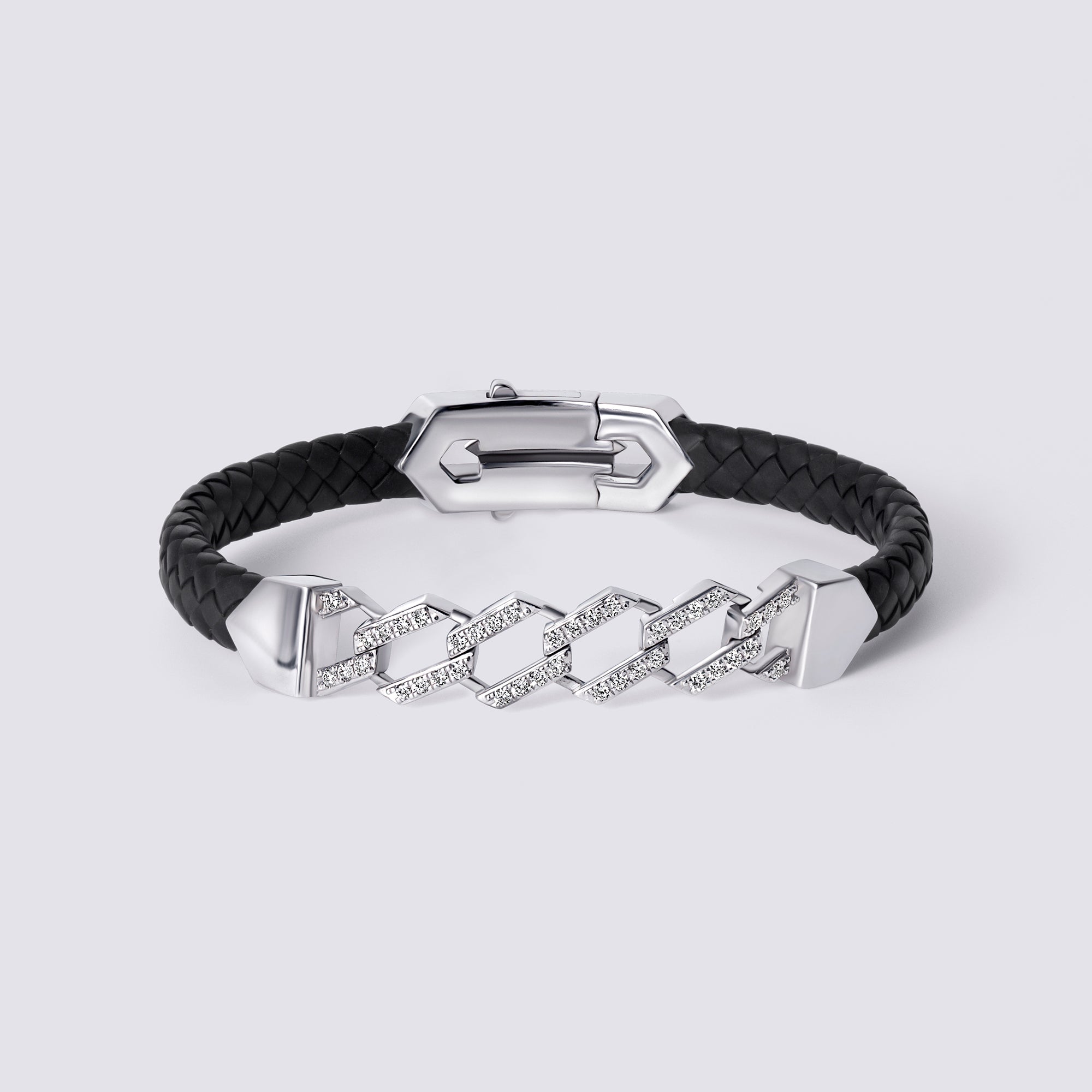 Meridian Black Rubber Full Pavé Link Bracelet