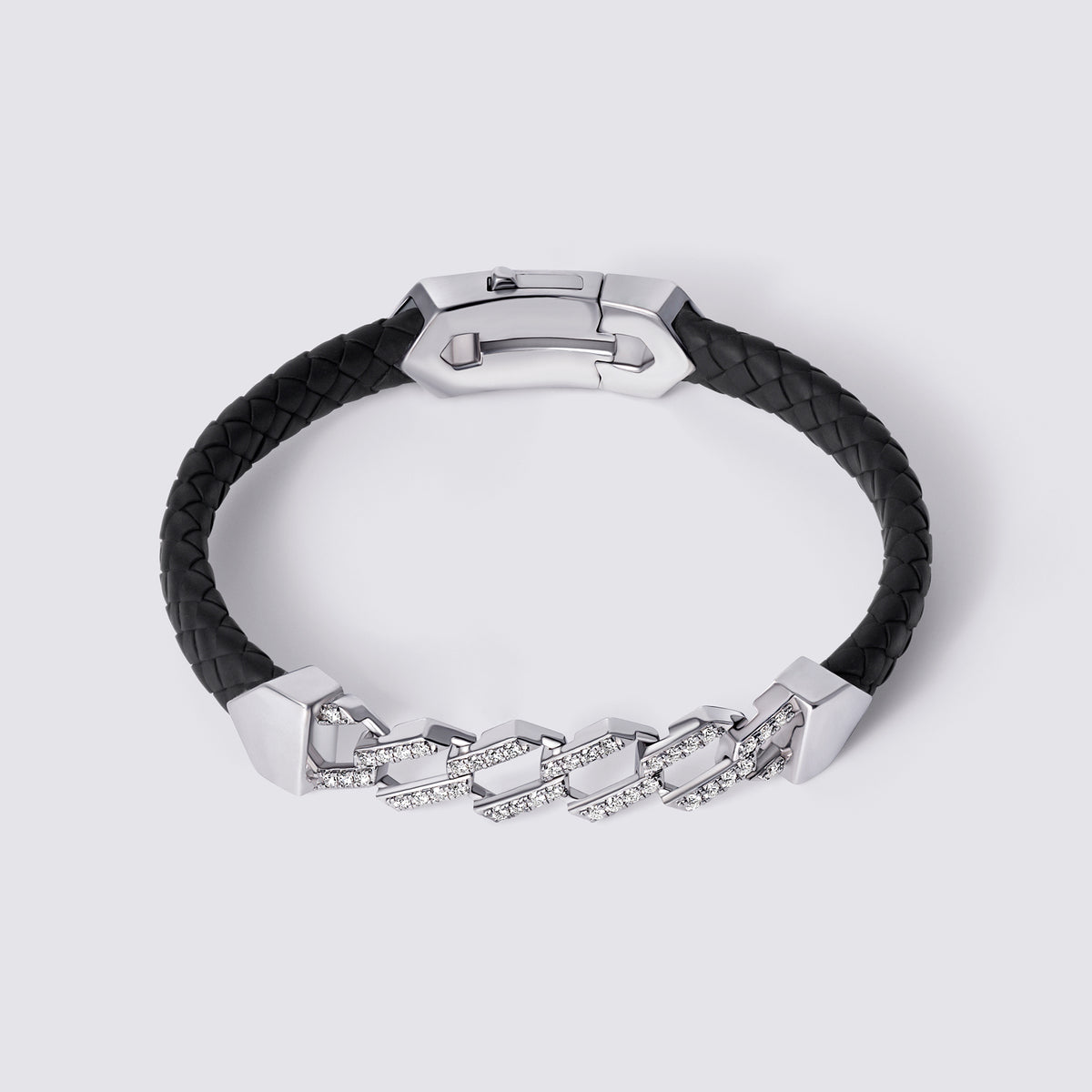 Meridian Black Rubber Full Pavé Link Bracelet