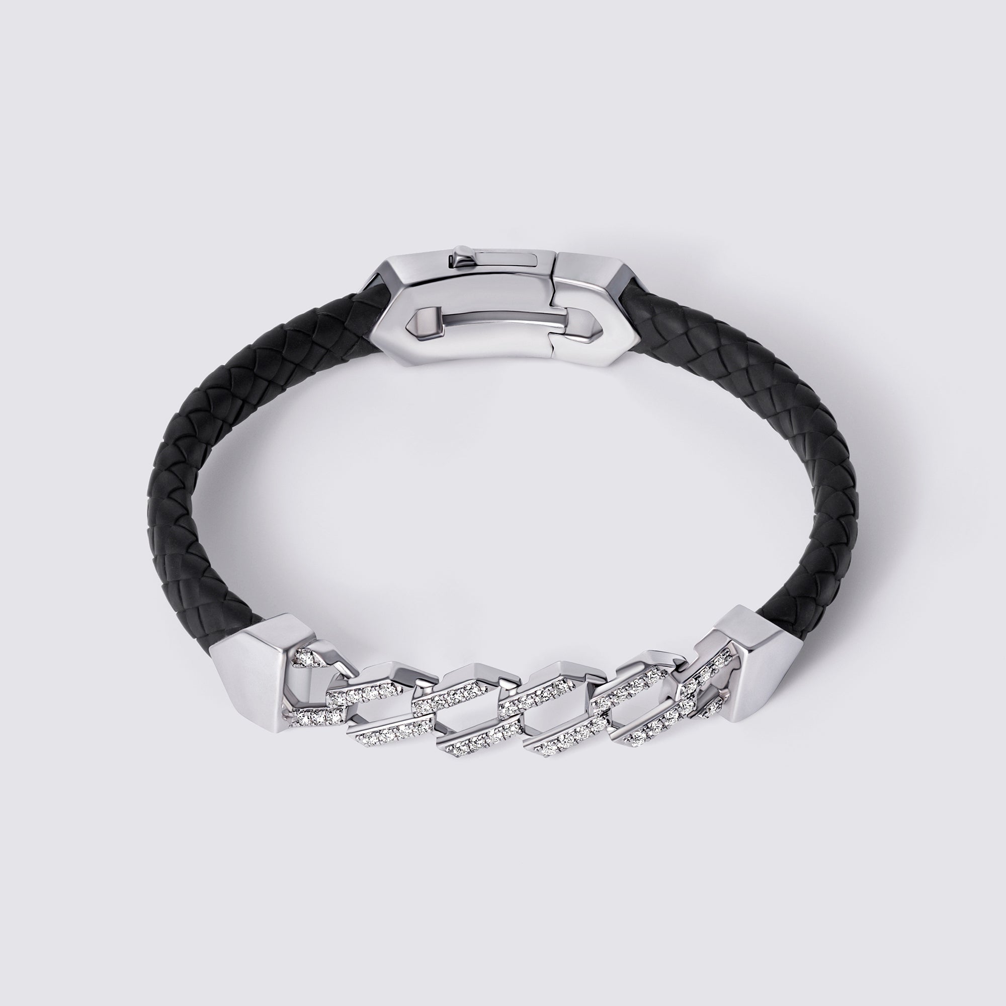 Meridian Black Rubber Full Pavé Link Bracelet