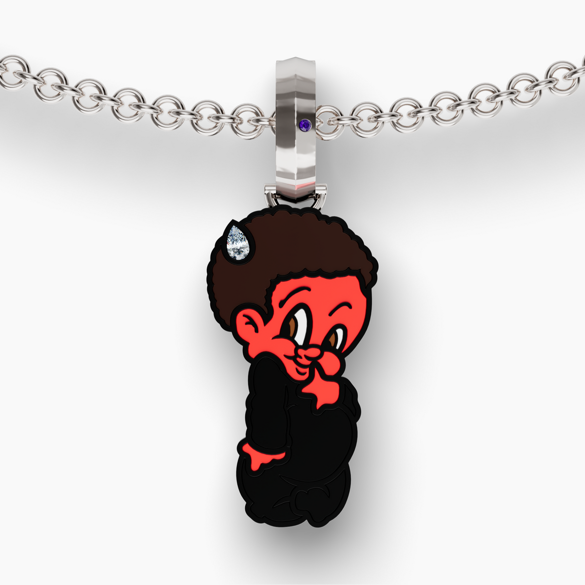 Lil Lenox Enamel Charm with GRWN Diamond on a Rolo Chain